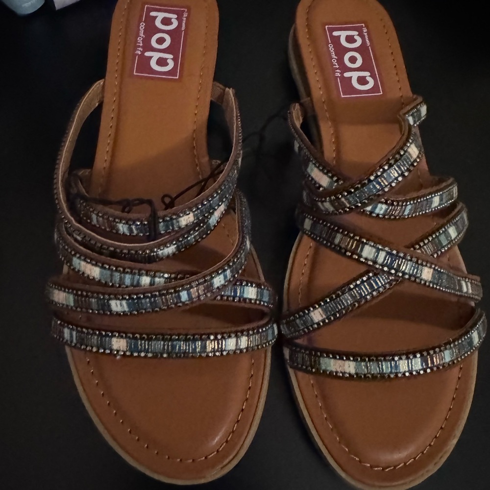 Pop Brown Rhinestone Sandals